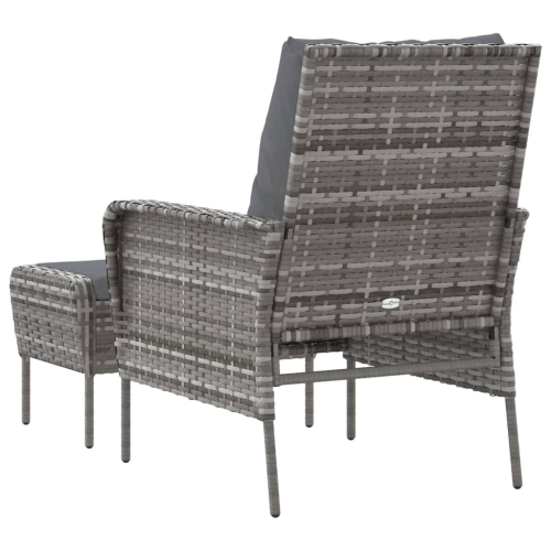 vidaXL Garden Chair with Footstool Grey Poly Rattan