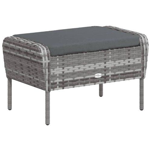 vidaXL Garden Chair with Footstool Grey Poly Rattan