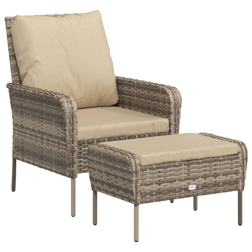 VIDAXL  Garden Chair With Footstool Poly Rattan In Light Brown