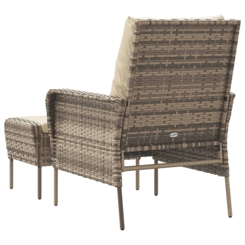 vidaXL Garden Chair with Footstool Light Brown Poly Rattan