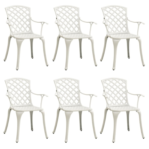 VIDAXL  Garden Chairs 6 PCs Cast Aluminium In White