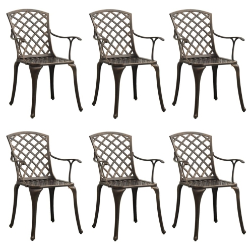 VIDAXL  Garden Chairs 6 PCs Cast Aluminium Bronze