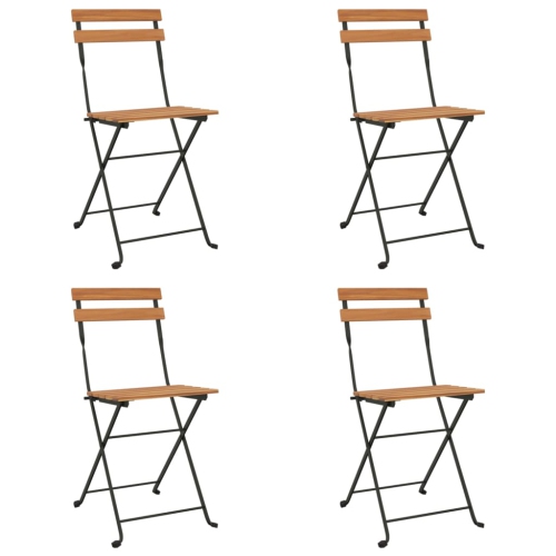 VIDAXL  Folding Bistro Chairs 4 PCs Solid Wood Teak And Steel