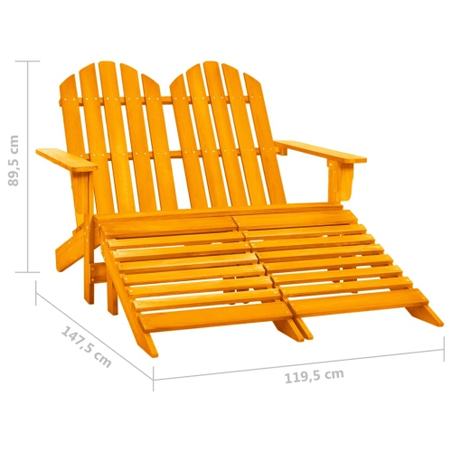 vidaXL 2-Seater Garden Adirondack Chair&Ottoman Fir Wood Orange