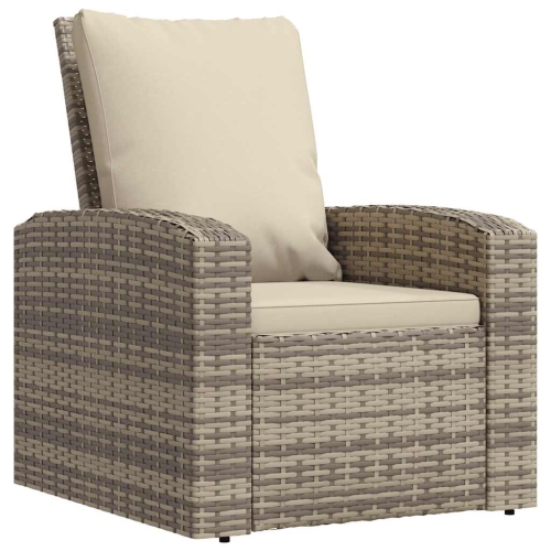 Image 1 de 8.. Fauteuil inclinable de jardin en poly rotin brun clair vidaXL avec coussins