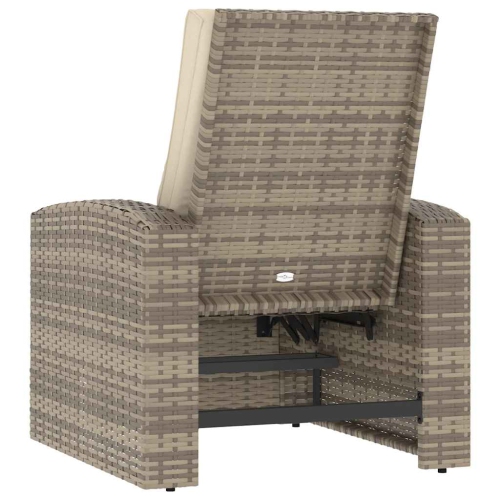 vidaXL Garden Reclining Chair with Cushions Light Brown Poly Rattan
