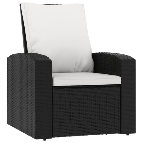 Image 1 de 8.. Fauteuil inclinable de jardin avec coussins en poly rotin noir vidaXL