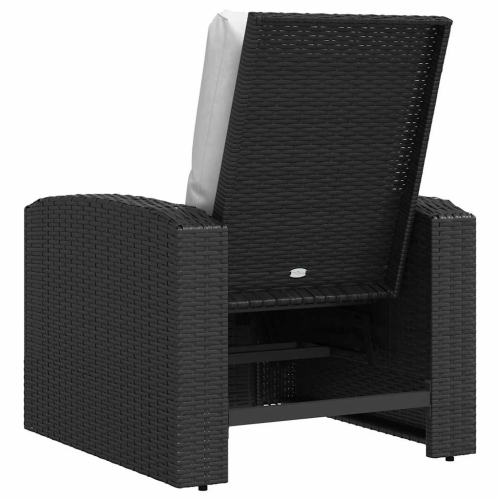 vidaXL Garden Reclining Chair with Cushions Black Poly Rattan