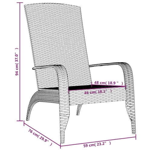 vidaXL Garden Adirondack Chair Grey Poly Rattan