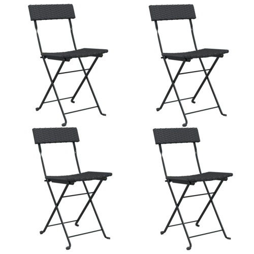 vidaXL Folding Bistro Chairs 4 pcs Black Poly Rattan and Steel