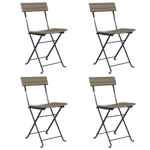 vidaXL Folding Bistro Chairs 4 pcs Grey Poly Rattan and Steel