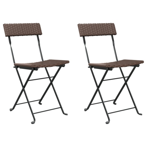 VIDAXL  Folding Bistro Chairs 2 PCs Brown Poly Rattan And Steel