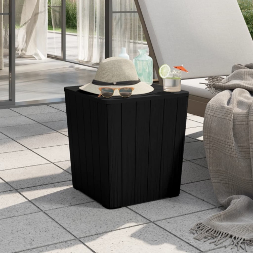 vidaXL Garden Table with Removable Lid Black Polypropylene