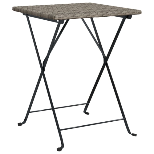 VIDAXL  Folding Bistro Table Grey 55X54X71 Cm Poly Rattan