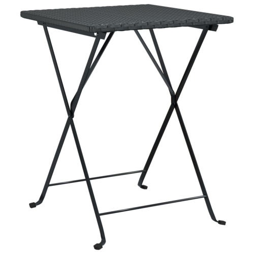 vidaXL Folding Bistro Table Black 55x54x71 cm Poly Rattan