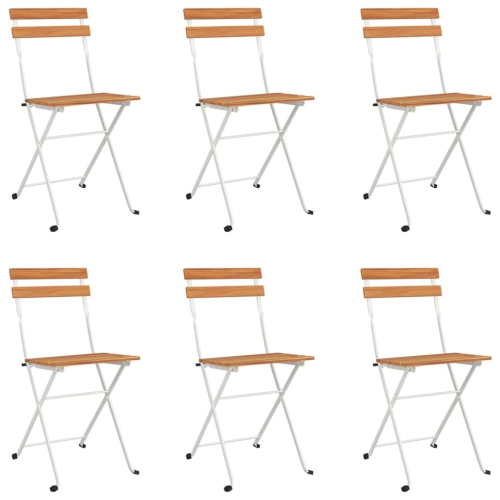 VIDAXL  Folding Bistro Chairs 6 PCs Solid Wood Acacia And Steel