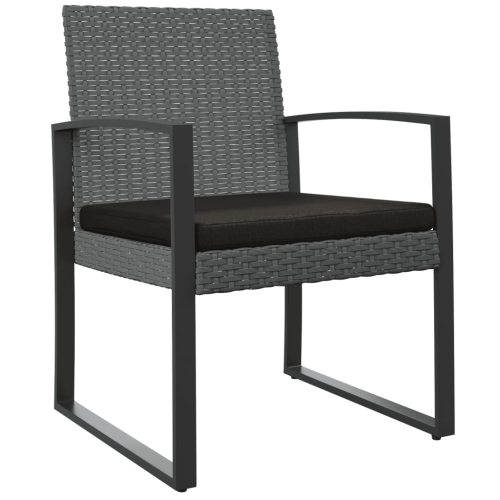 VIDAXL  Garden Dining Chairs 2 PCs Dark Pp Rattan In Grey
