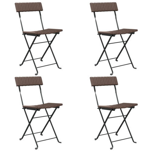 VIDAXL  Folding Bistro Chairs 4 PCs Brown Poly Rattan And Steel