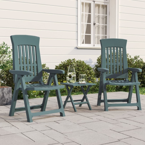 Chaises inclinables de jardin 2 pièces en polypropylène vert vidaXL
