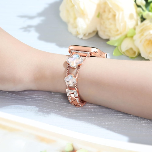 WFG Metal Bling Band for Apple Watch 38/40/41mm, - Red Flower/Rose Gold