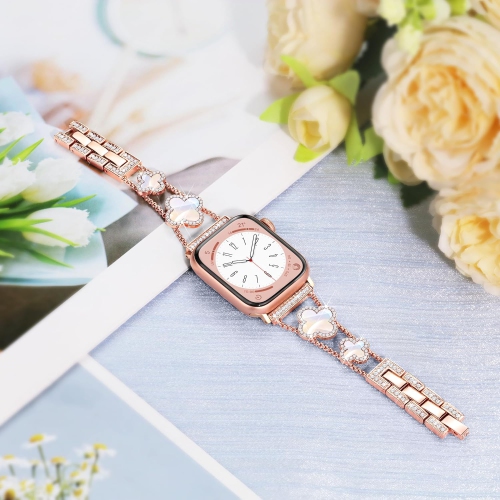 WFG Metal Bling Band for Apple Watch 38/40/41mm - Black Flower/Rose Gold