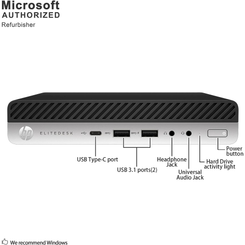 HP EliteDesk 800 G5 Tiny Desktop - Intel Core i5-9500T, 16GB Memory, 256GB SSD, Win 10 by HP - Refurbished condition - CA$595.97