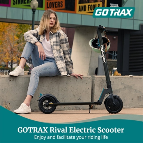 Trottinette électrique Rival de GOTRAX, pneu pneumatique de 8,5 po, autonomie maximale de 19&nbsp;km et 25kph vitesses, trottinette pliable