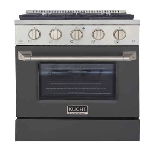 KUCHT  Professional 30 In. 4.2 Cu. Ft. Natural Gas Range With Convection Oven And Cement Oven Door In Gray Stunning Gas Range for High End Kitchens