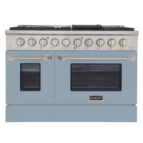 KUCHT Professional 48 in. 6.7 cu. ft. Natural Gas Range with Two Ovens - One Convection and Light Blue Oven Door