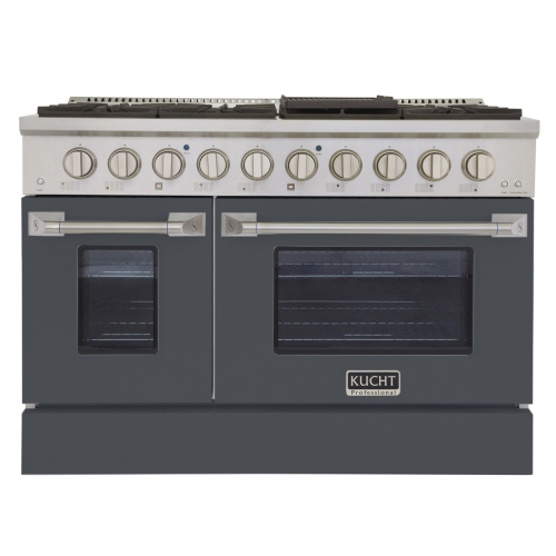 KUCHT  Professional 48 In. 6.7 Cu. Ft. Natural Gas Range With Two Ovens - One Convection And Cement Oven Door In Gray Bought this for our kitchen remodel/upgade