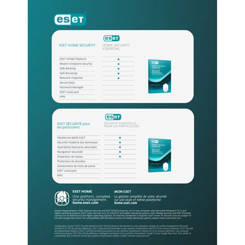 ESET Home Security Essential (PC/Mac) - 3 Devices - 1 Year
