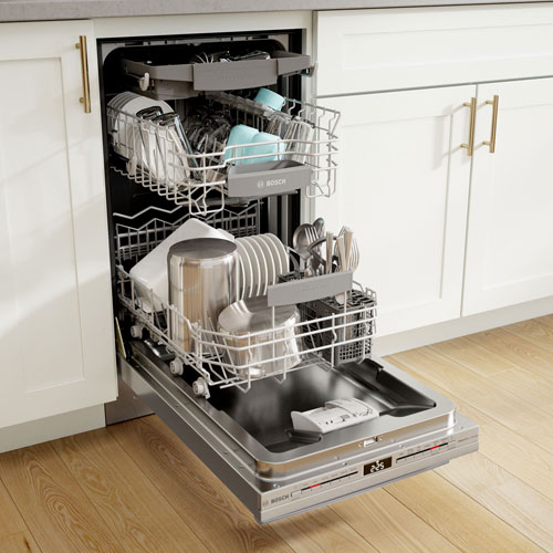 Bosch 18" 44dB Built-In Dishwasher w/ Stainless Steel Tub & Third Rack (SPX68C75UC) - Stainless