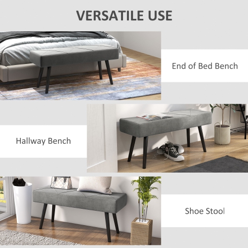 HOMCOM 39" End of Bed Bench, Velvet Upholstered Entryway Bench with Thick Padding & Steel Legs, Multifunctional Footrest for Bedroom, Living Room,