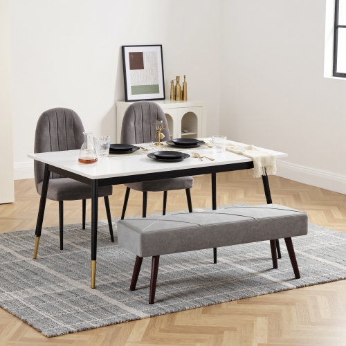 HOMCOM 39" End of Bed Bench, Velvet Upholstered Entryway Bench with Thick Padding & Steel Legs, Multifunctional Footrest for Bedroom, Living Room,