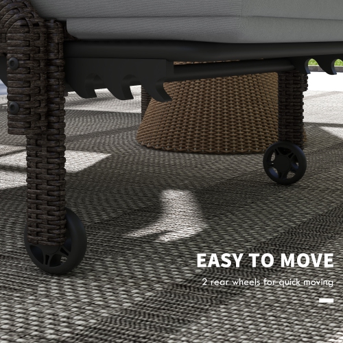 Outsunny – Chaise longue d’extérieur en osier de 2 pièces, chaise longue en rotin, fauteuil de jardin inclinable avec dossier réglable à 5 niveaux et