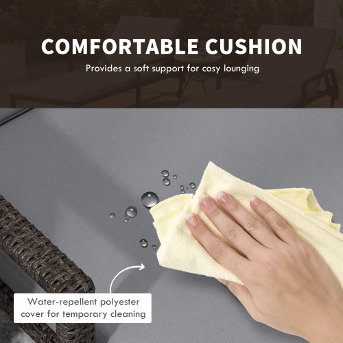 Outsunny – Chaise longue d’extérieur en osier de 2 pièces, chaise longue en rotin, fauteuil de jardin inclinable avec dossier réglable à 5 niveaux et