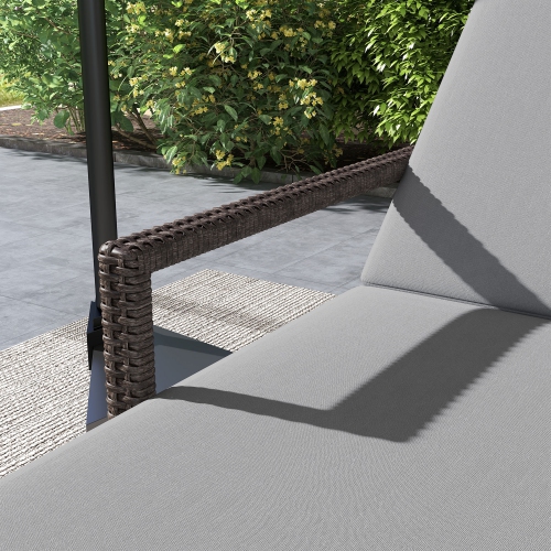 Outsunny – Chaise longue d’extérieur en osier de 2 pièces, chaise longue en rotin, fauteuil de jardin inclinable avec dossier réglable à 5 niveaux et