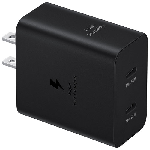 Adaptateur d'alimentation à deux ports USB-C à chargement rapide de 50 W de Samsung