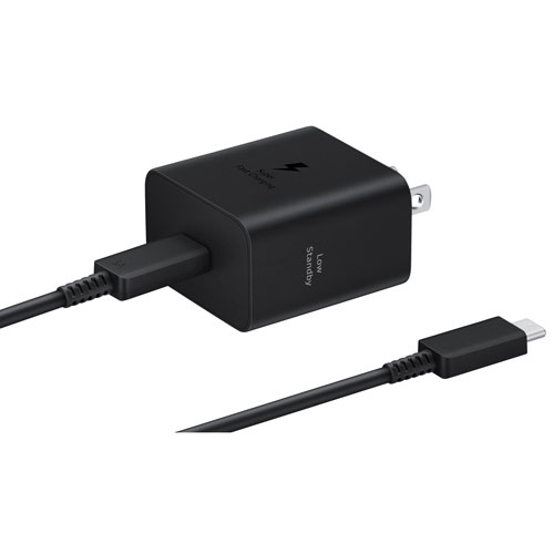 Chargeur mural USB-C ultrarapide de 45 W avec câble USB-C de 5 pi de Samsung - Noir