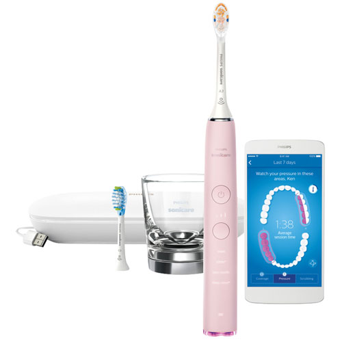 Brosse à dents électrique intelligente SoniCare DiamondClean 9350 de Philips - Rose