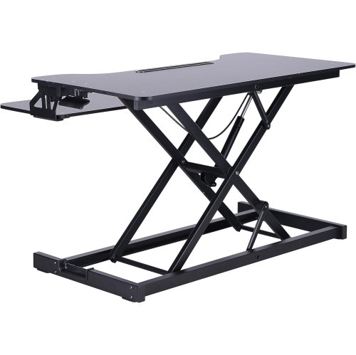 Rocelco VADR-B Sit to Stand Hi-Lift Adjustable Height Desk Riser & Medium Anti-Fatigue Mat (MAFM) (Black) Bundle