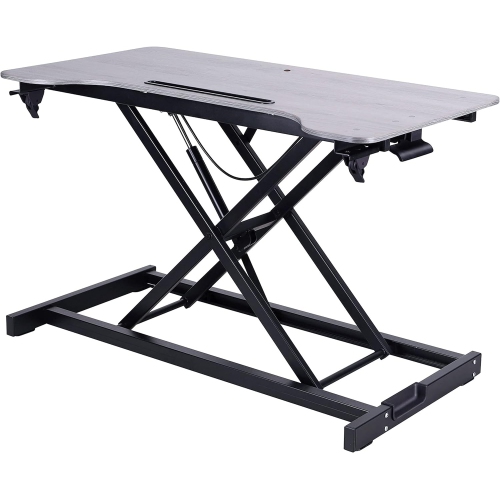Rocelco VADR-G Sit to Stand Hi-Lift Adjustable Height Desk Riser & Medium Anti-Fatigue Mat (MAFM) (Black)