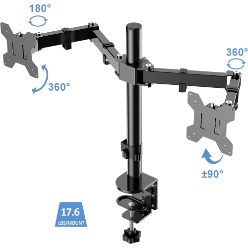 Rocelco CADR-46 Corner Adjustable Height Desk Riser 46" w/ Extended Vertical Range & Dual Monitor Desk Mount (DM2) Bundle