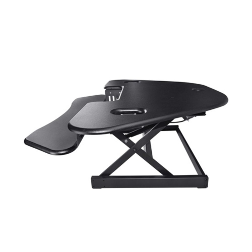 Rocelco CADR-46 Corner Adjustable Height Desk Riser 46" w/ Extended Vertical Range & DMS Dual Monitor Stand/Riser w/4 AC & 2 USB (Black) Bundle