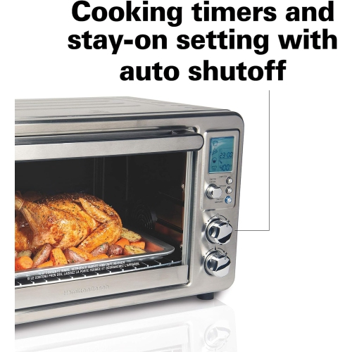 Hamilton Beach – four grille-pain à convection de comptoir avec tournebroche, 31190C, grand, 6 tranches, acier inoxydable