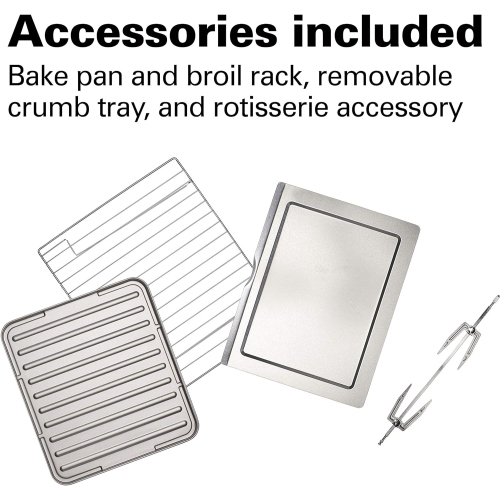 Hamilton Beach – four grille-pain à convection de comptoir avec tournebroche, 31190C, grand, 6 tranches, acier inoxydable