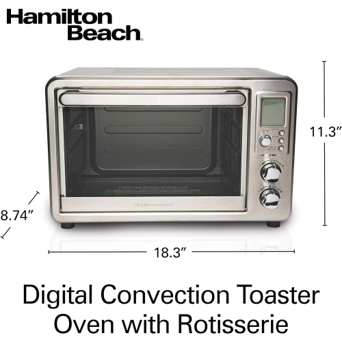 Hamilton Beach – four grille-pain à convection de comptoir avec tournebroche, 31190C, grand, 6 tranches, acier inoxydable