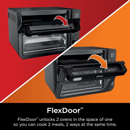 Ninja DCT402BK 13-in-1 Double Oven with FlexDoor, FlavorSeal & Smart Finish, Rapid Top Oven