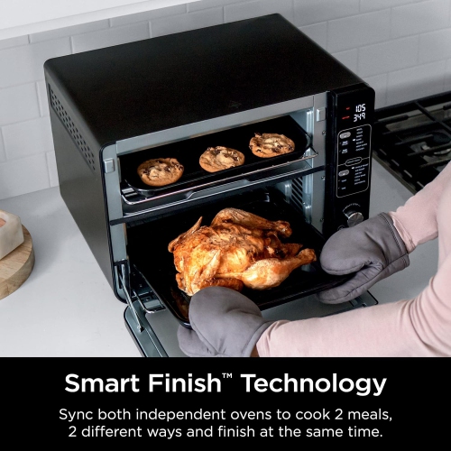 Ninja DCT402BK 13-in-1 Double Oven with FlexDoor, FlavorSeal & Smart Finish, Rapid Top Oven