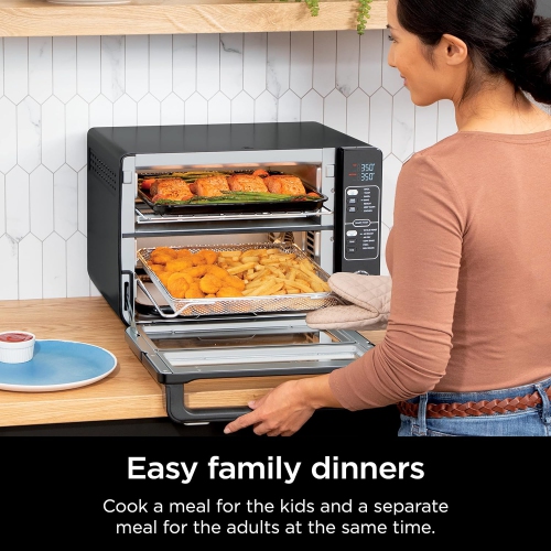 Ninja DCT402BK 13-in-1 Double Oven with FlexDoor, FlavorSeal & Smart Finish, Rapid Top Oven
